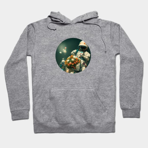 astronaut holding a bunch of flowers Hoodie by NdegCreate